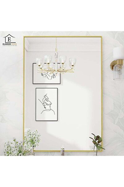 Elindor Oglindă decorativă 122 x 75 cm cu ramă aurie, suspendată sau de stat,...