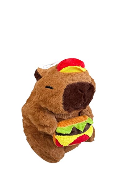 ADIRI SHOP Capybara Plush with Hamburger – Soft and Funny Toy 20.5 cm