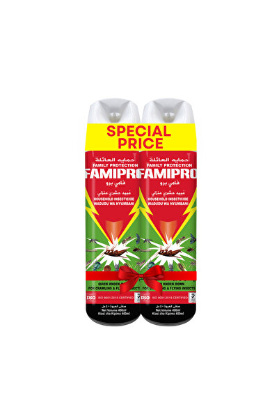 Famipro بخاخ قاتل الحشرات الأخضر 400 مل (عبوتان) – بخاخ طارد للحشرات قوي