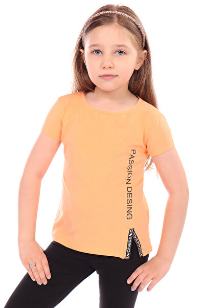 Toontoy Baby Girl Printed Crew Neck Short Sleeve T-Shirt - Slit Design