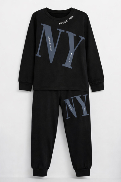 REMSA Момчешки комплект пижама от памучен джърси в стил сервитьор с маншети 4...