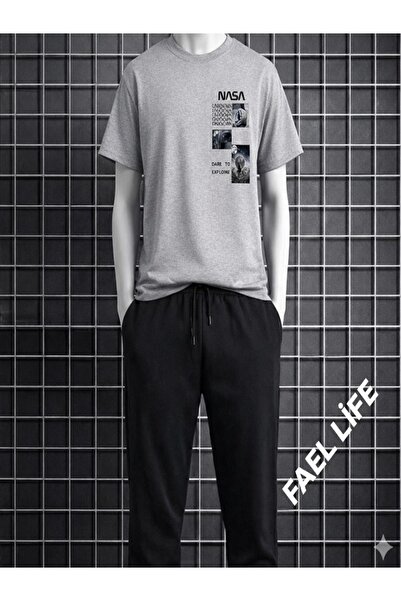 FAEL LİFE Girls'/Boys' Loose Fit T-Shirt and Sweatpants Nasa Image Set