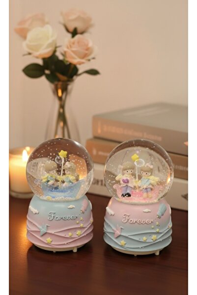 AYLİS Orta Boy Müzikli Işıklı Romantik Sevgililer Kar Küresi hediye