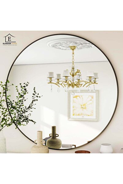 Elindor Oglindă rotundă Elindor® 50 cm, ramă neagră, decorativă, modernă și e...