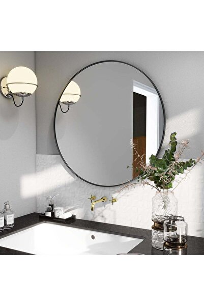 Elindor Oglindă rotundă Elindor® 50 cm, ramă neagră, decorativă, modernă și elegantă, HD, cameră, hol