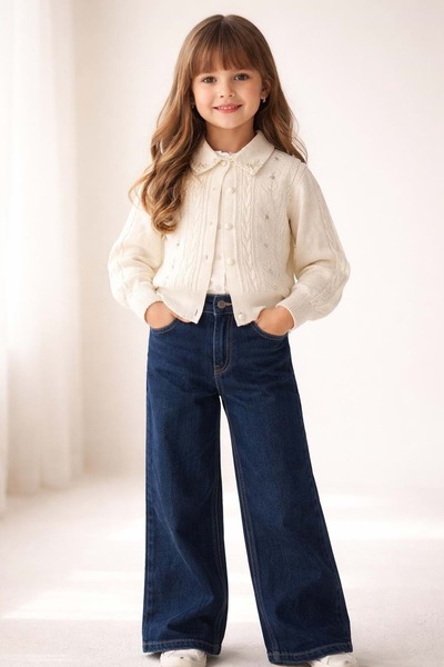 gültekin bebe Miss Elitte Triko Ceketli Taş Detaylı Kız 3 Lü Takım 6-9 Yaş -4...