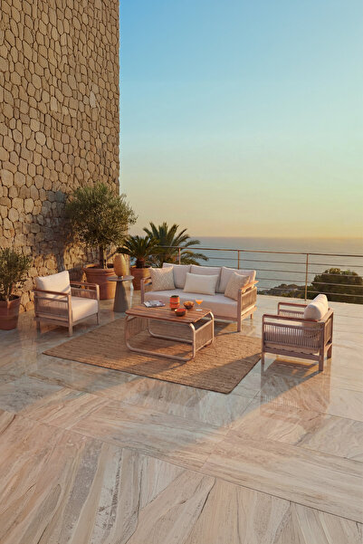 Erinöz Venedik Plus Bahçe Balkon Oturma Grubu 3+1+1+Ahşap Sehpa