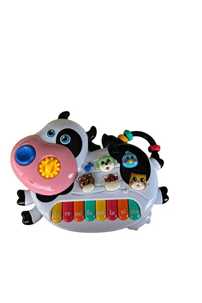 ADIRI SHOP Pian educațional interactiv 4 în 1 pentru copii 18m+, model văcuță...