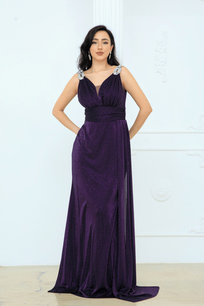 BEYBOS Βραδινό φόρεμα με λεπτομέρεια από υφασμάτινη πέτρα - ΜΩΒΑΝΙΚΟ ΜΩΒΑΝΙΚΟ