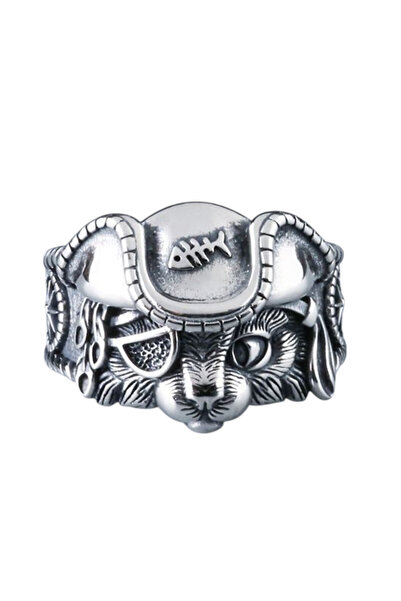 EFAYN.RO Unisex ring, pirate cat model, cat dynasty theme, adjustable, antiqu...