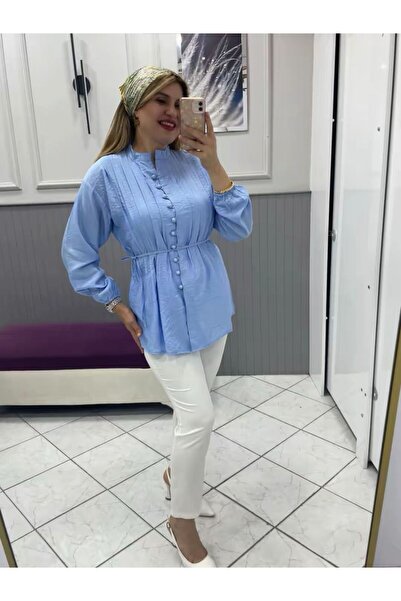 zumra butik Gömlek - BUZ MAVİSİ - 38