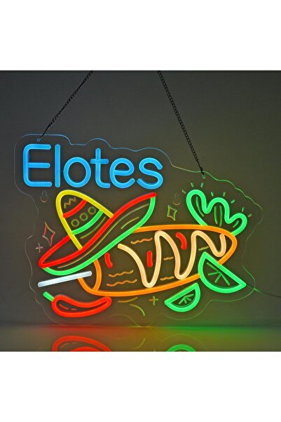 Slasa Elotes Neon Sign 40x31 cm with 6mm Acrylic Base LED Wall Decor Multicol...