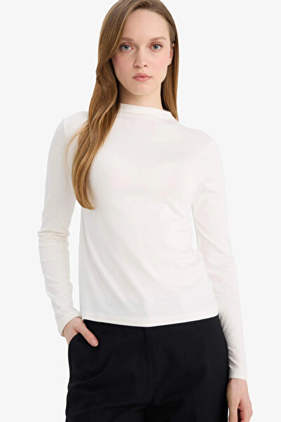 DeFacto G9242Axer105 Ecru Slim Fit Modal Tunic