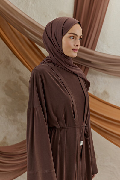Qef Soft Line Cotton Shawl Red Brown