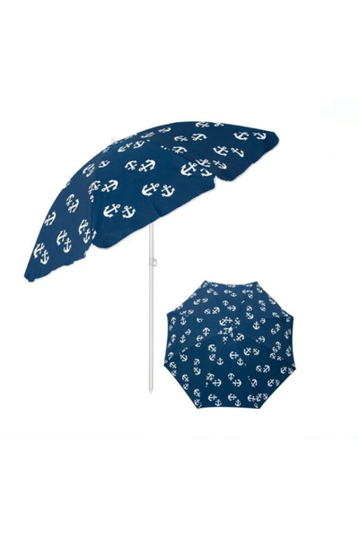Granst Stag ToyDem Beach Umbrella Flap Blue with White Anchors 2 Rings Metal ...