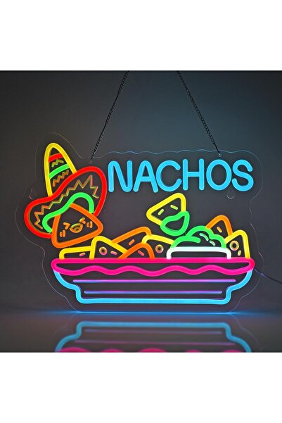 Slasa Nachos Neon Sign 40x30 cm with 6mm Acrylic Base LED Wall Decor Multicol...