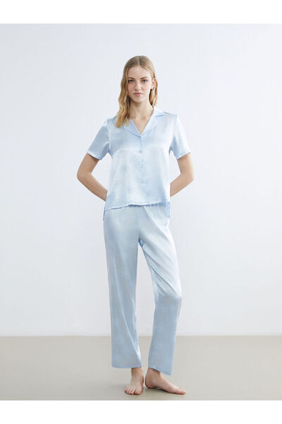 LC Waikiki Esvab • Modern & Distinctive Shirt Roba Collar Embroidered Satin W...