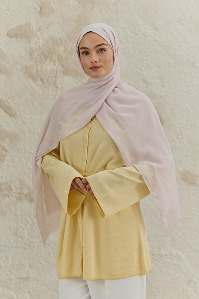 Qef Soft Line Cotton Shawl Uçuk Pink