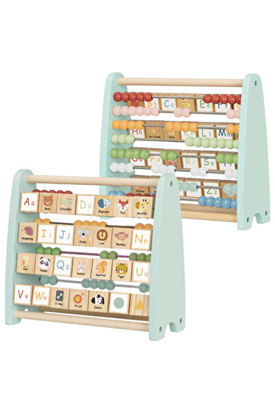 Tooky Toy Abac 2 în 1 – numărare + alfabet, lemn, pastel (2+ ani)