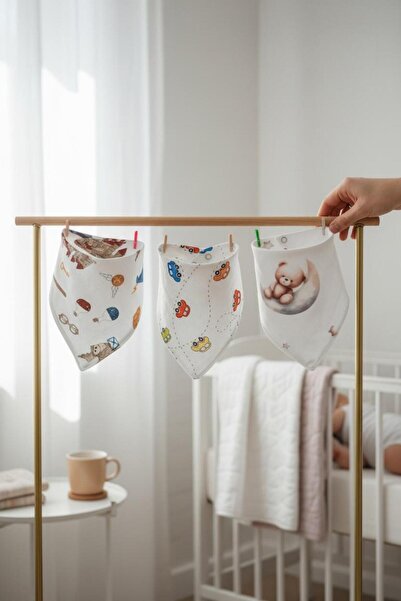 Lasilla Baby Boy Mouth Wipes and Scarf Set of 3 – 100% Cotton Muslin, Drool W...