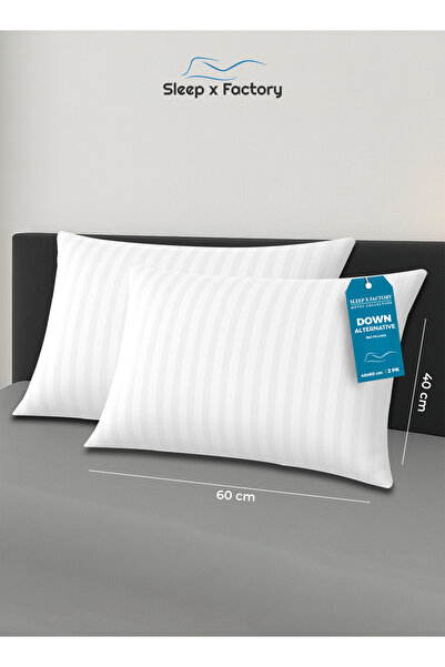 Sleep x Factory Striped Hotel Pillow 60x40 cm – Pack of 2 – Soft & Supportive