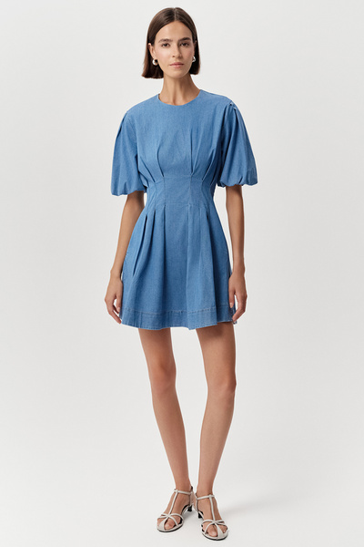 Exquise Crew Neck Short Sleeve Fitted Waist Regular Mini Dress