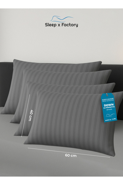 Sleep x Factory Striped Hotel Pillow 60x40 cm – Pack of 4 – Soft & Supportive