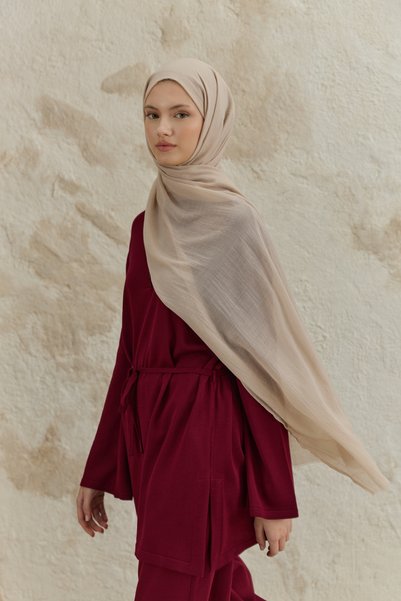 Qef Soft Line Cotton Shawl Stone