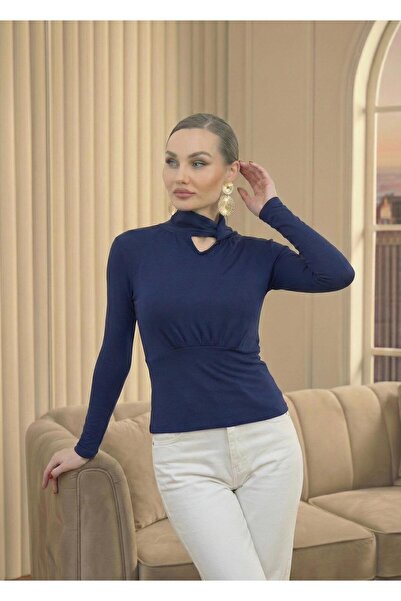 DOEDA MODA New Product Turtleneck Low-Cut Modal Fabric Women's Blouse with Dr...
