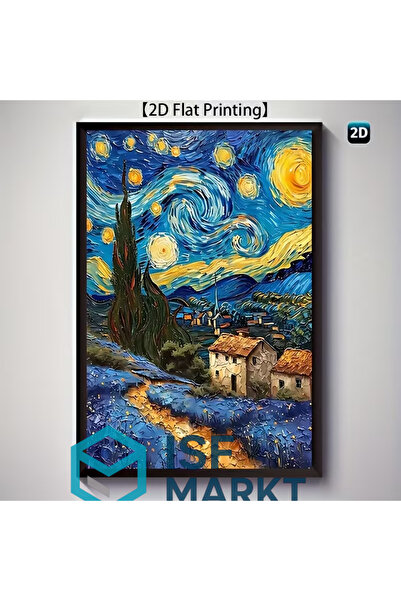 ISF MARKT Van Goagh Yıldızlı Gece Baskı Kanvas Tablo (Çerçevesiz) 40*60 cm
