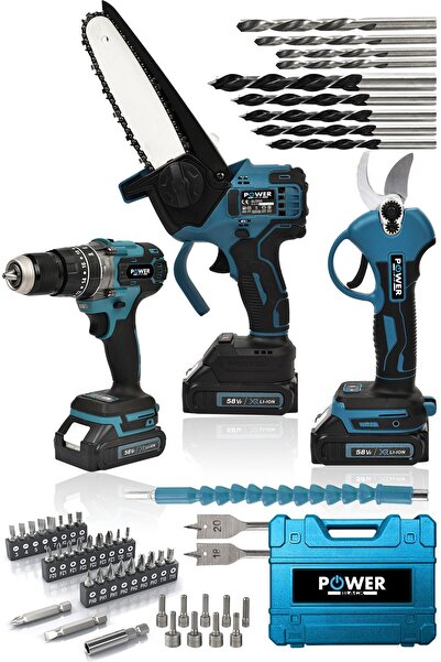 özgürce Profesyonel 2'li Akülü Set: Dal Kesme Testere, Bağ Budama ve Vidalama