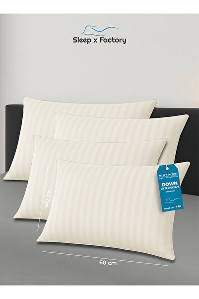 Sleep x Factory Striped Hotel Pillow 60x40 cm – Pack of 4 – Soft & Supportive