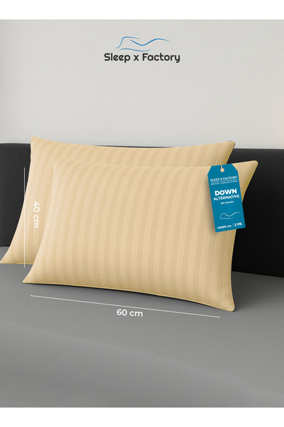 Sleep x Factory Striped Hotel Pillow 60x40 cm – Pack of 2 – Soft & Supportive