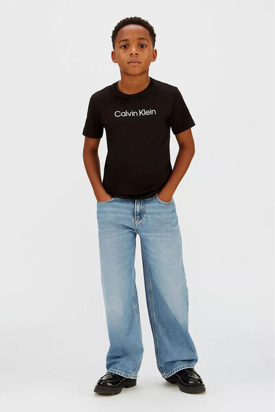 Calvin Klein Unisex Çocuk Inst. Logo Ss T-Shirt - Siyah