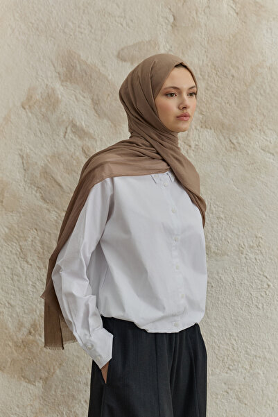 Qef Soft Line Cotton Shawl Milk Coffee