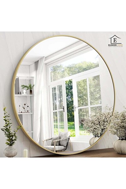 Elindor ® Oglindă decorativă rotundă aurie, modernă și elegantă, reflexie HD,...