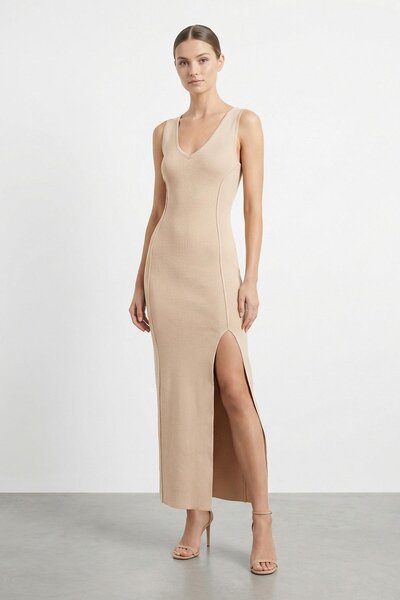 Soul Women's Strappy Slit Dress - 31863Elb - Stone