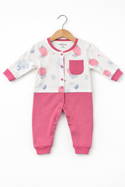 Aziz Bebe Patterned Baby Girl Jumpsuit with Pockets