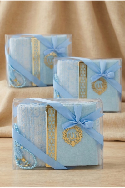 kefilhac Hediyelik Bohçalık Seccade Kadife Yasin İnci Tesbih Seti 3 Adet Mevl...