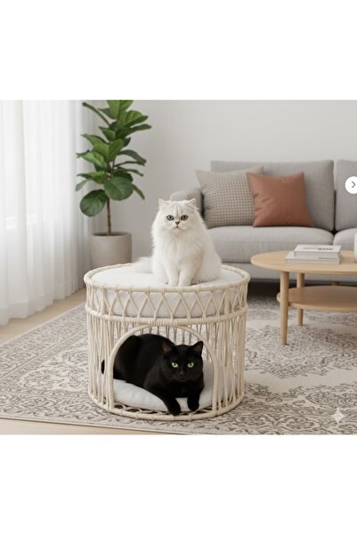 Missidea İki Katlı Kedi Yatağı Ranzası Bej