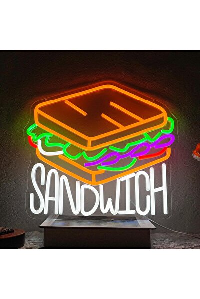 Slasa Sandwich Neon Sign 35x32 cm with 6mm Acrylic Base LED Wall Decor Multic...