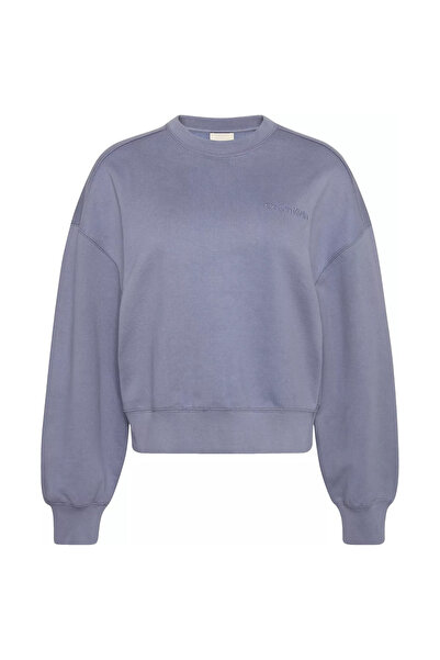 Calvin Klein Kadın A- Logo Emb French Terry Crewneck Sweatshirt - Mavi