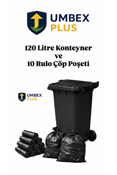 UMBEX PLUS Tıbbi Atık Plastik Çöp Konteyneri 120 Litre Konteyner 10 Adet Çöp ...
