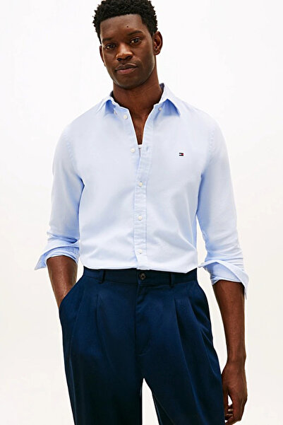 Tommy Hilfiger Erkek Düğmeli Yaka Dobby Gömlek - Açık Mavi
