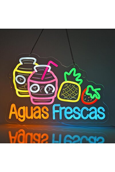 Slasa Aguas Frescas Neon Sign 41x29 cm with 6mm Acrylic Base LED Wall Decor M...