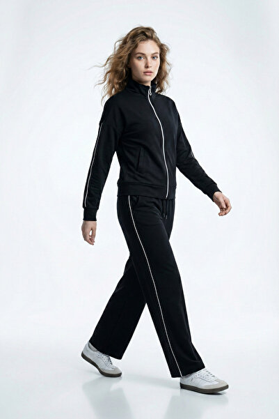 AWOONN Γυναικείο σετ φόρμας με ριγέ φερμουάρ