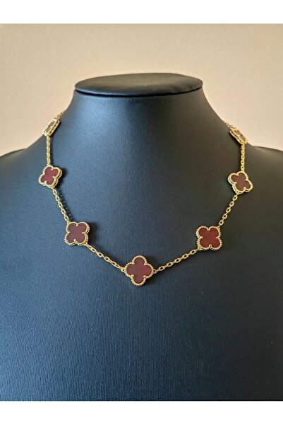 ANGELSS JEWELLERY Clover Model Burgundy Necklace Van Cleeff (Clover Burgundy ...