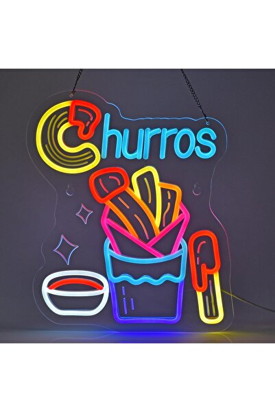 Slasa Churros Neon Sign 39x32 cm with 6mm Acrylic Base LED Wall Decor Multico...
