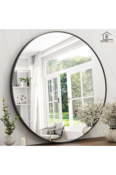 Elindor ® Oglindă rotundă decorativă neagră, modernă și elegantă, reflexie HD...