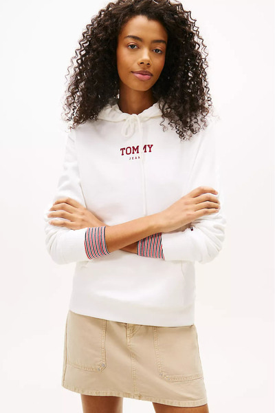 Tommy Hilfiger Women's Hooded Sweatshirt with Kangaroo Pocket - Ecru